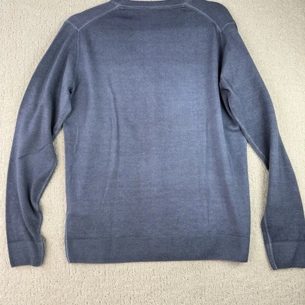 Aquascutum London Men's Small Blue 100%‎ Merino Wool Cardigan Made Italy $395